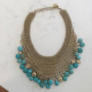 Statement Necklace-Turquoise stones and gold